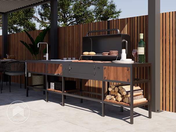 Buitenkeuken met metaal en hout